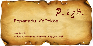 Poparadu Árkos névjegykártya